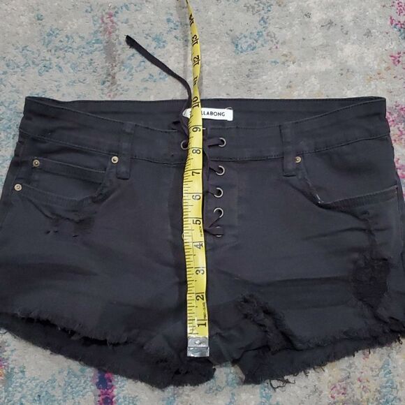 Billabong Lace up Denim Shorts in Charcoal Black Size 27 - Picture 12 of 14